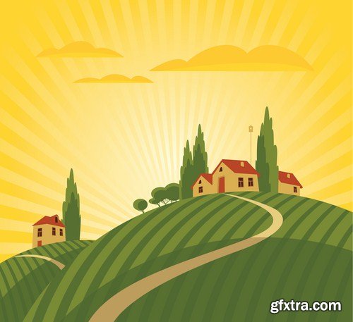 Cartoon Landscape #3 - 25 Vector