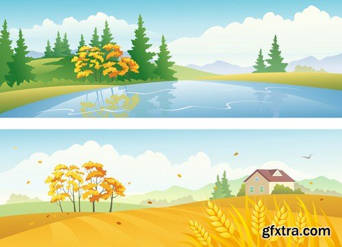 Cartoon Landscape #3 - 25 Vector