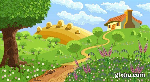 Cartoon Landscape #3 - 25 Vector