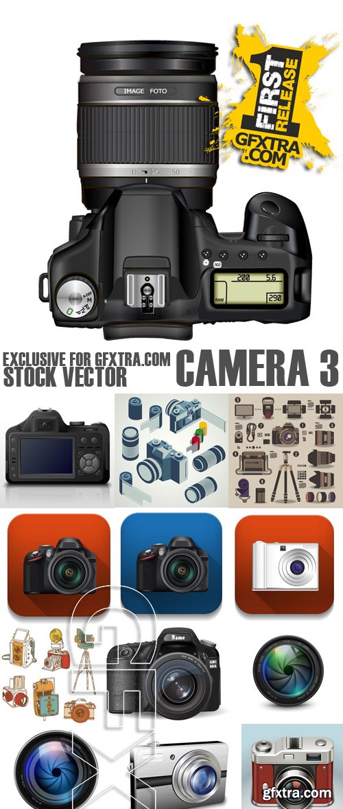 Stock Vectors - Camera 3, 25xEPS