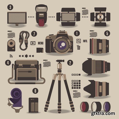 Stock Vectors - Camera 3, 25xEPS