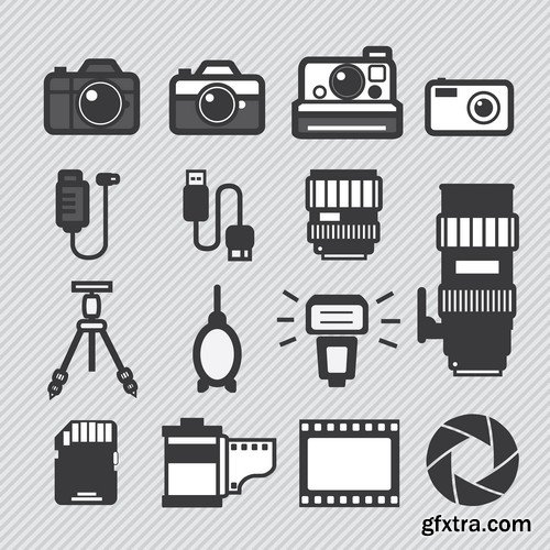 Stock Vectors - Camera 3, 25xEPS