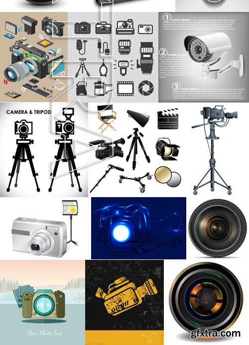 Stock Vectors - Camera 3, 25xEPS