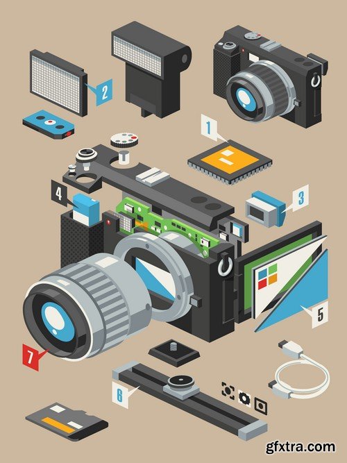 Stock Vectors - Camera 3, 25xEPS