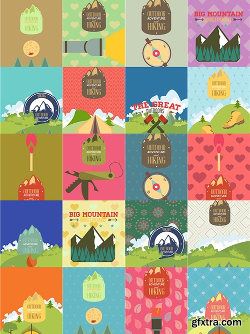 Hiking & campingIllustrations Pack 100xEPS