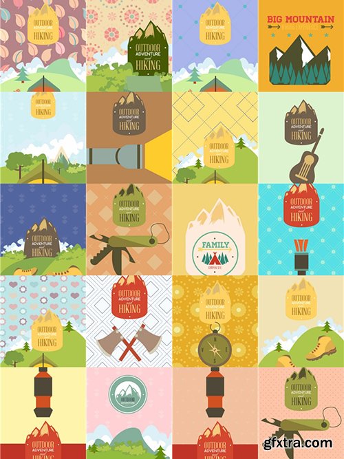 Hiking & campingIllustrations Pack 100xEPS