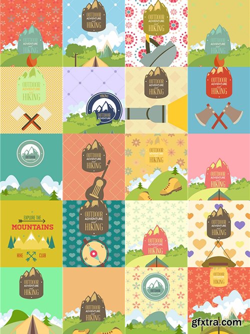 Hiking & campingIllustrations Pack 100xEPS