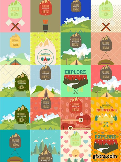 Hiking & campingIllustrations Pack 100xEPS