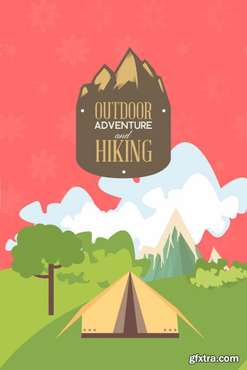 Hiking & campingIllustrations Pack 100xEPS