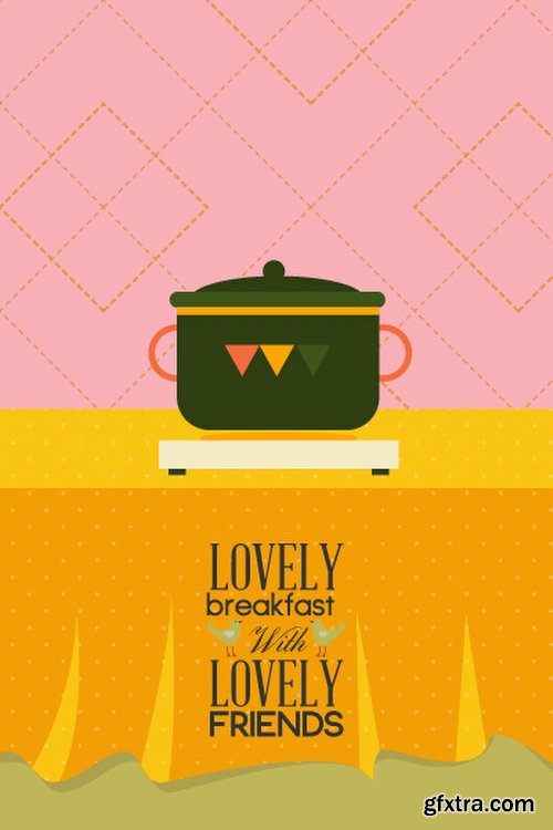 Breakfast & Tea Time Illustrations Pack 102xEPS