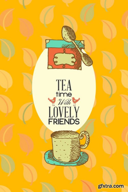 Breakfast & Tea Time Illustrations Pack 102xEPS