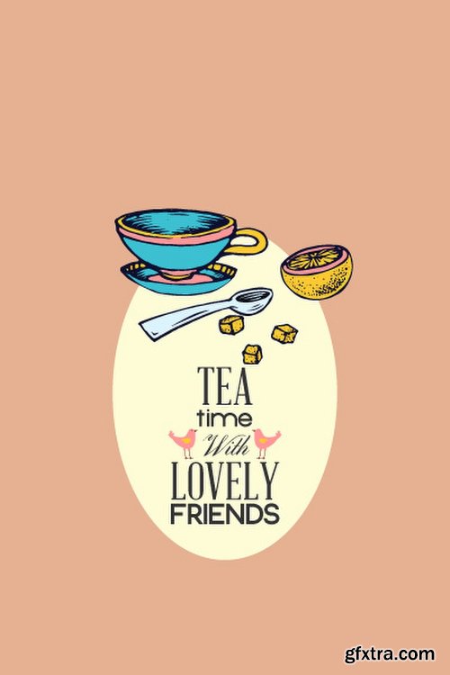 Breakfast & Tea Time Illustrations Pack 102xEPS