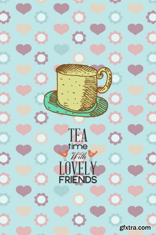 Breakfast & Tea Time Illustrations Pack 102xEPS