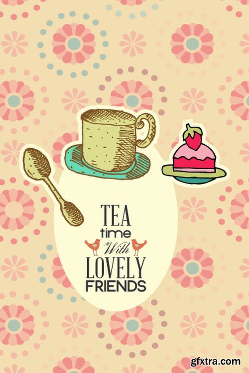 Breakfast & Tea Time Illustrations Pack 102xEPS