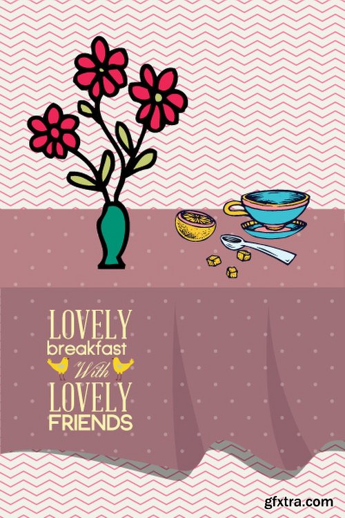 Breakfast & Tea Time Illustrations Pack 102xEPS