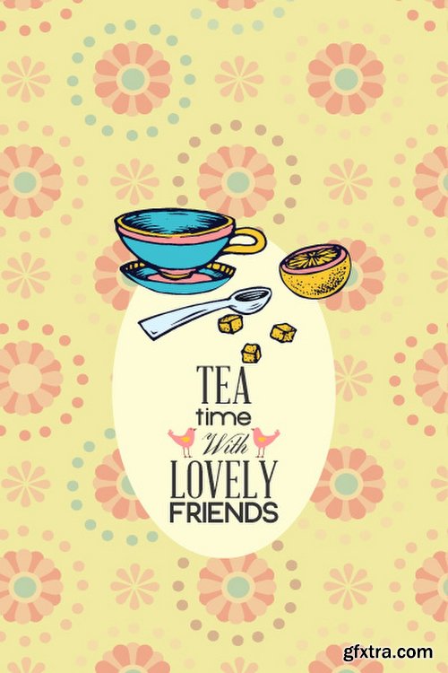 Breakfast & Tea Time Illustrations Pack 102xEPS