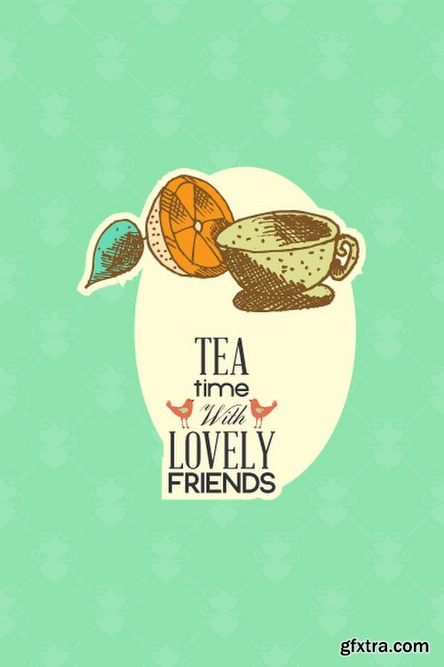 Breakfast & Tea Time Illustrations Pack 102xEPS