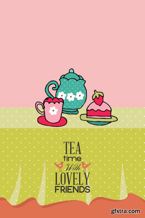 Breakfast & Tea Time Illustrations Pack 102xEPS