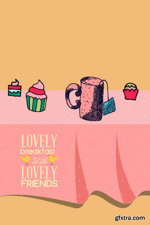 Breakfast & Tea Time Illustrations Pack 102xEPS