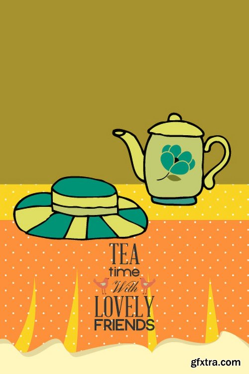 Breakfast & Tea Time Illustrations Pack 102xEPS