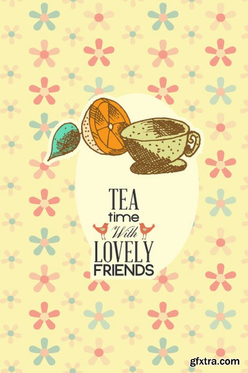 Breakfast & Tea Time Illustrations Pack 102xEPS