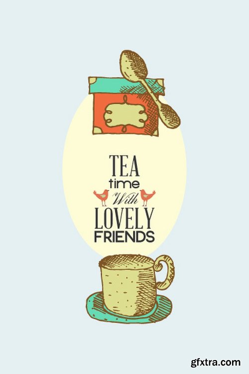 Breakfast & Tea Time Illustrations Pack 102xEPS