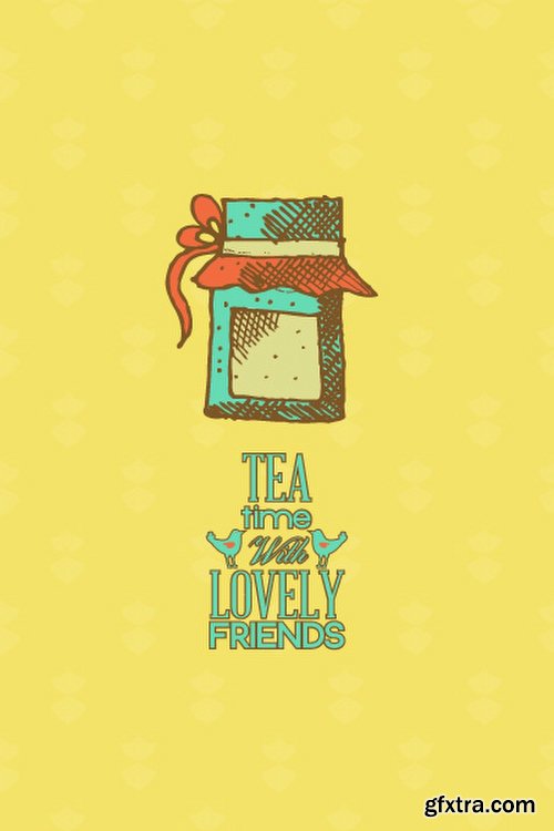 Breakfast & Tea Time Illustrations Pack 102xEPS