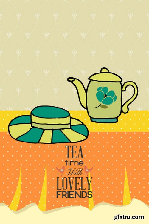 Breakfast & Tea Time Illustrations Pack 102xEPS