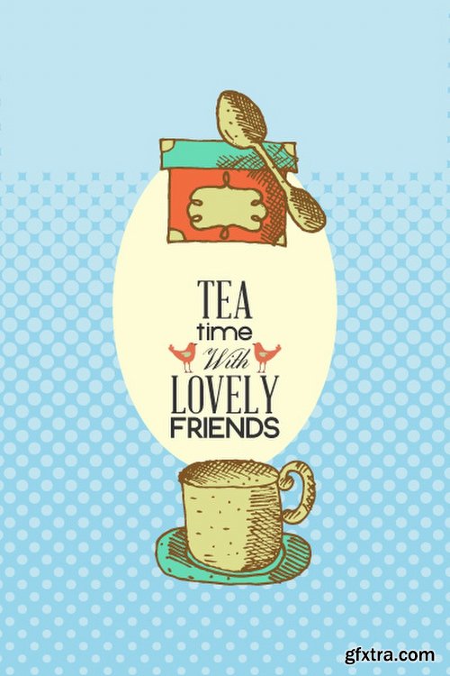 Breakfast & Tea Time Illustrations Pack 102xEPS