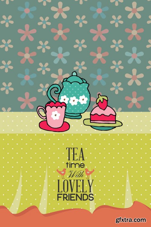 Breakfast & Tea Time Illustrations Pack 102xEPS