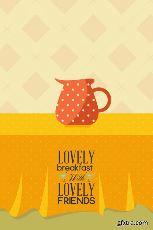 Breakfast & Tea Time Illustrations Pack 102xEPS