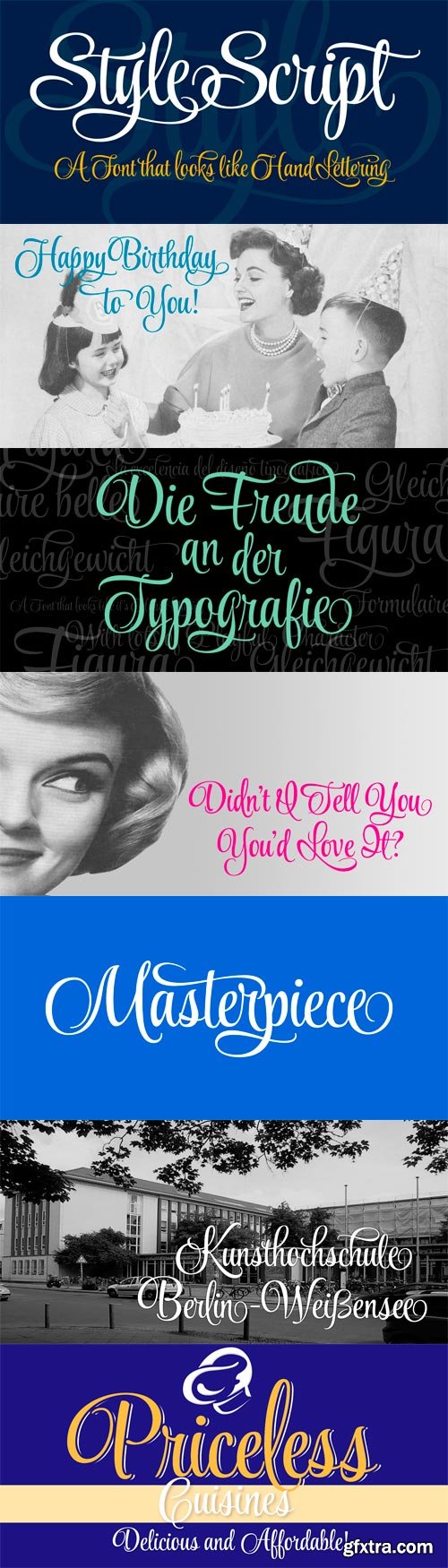 Style Script Font Family - 8 Fonts for $69