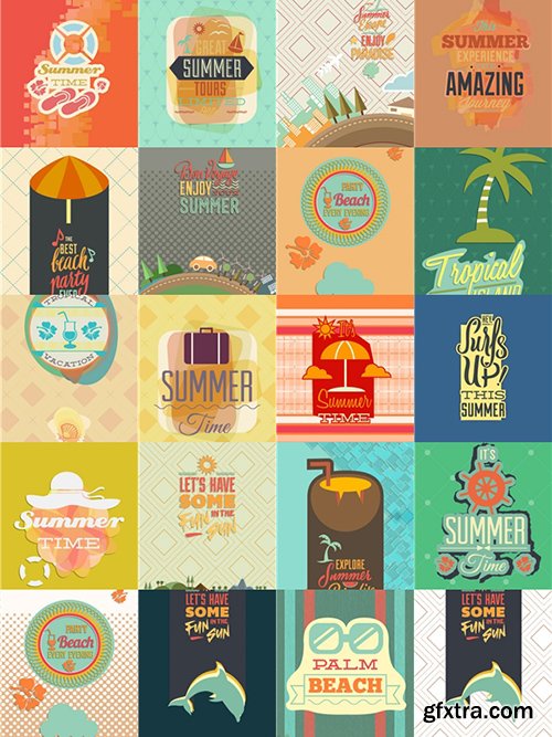 Summer Illustrations Pack 102xEPS