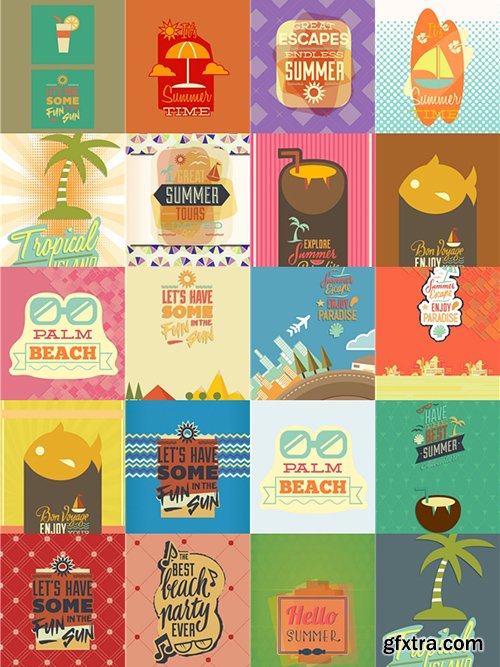 Summer Illustrations Pack 102xEPS