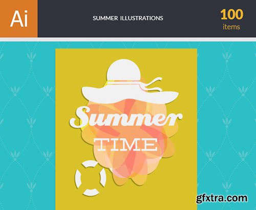 Summer Illustrations Pack 102xEPS