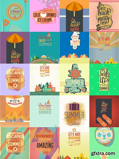 Summer Illustrations Pack 102xEPS