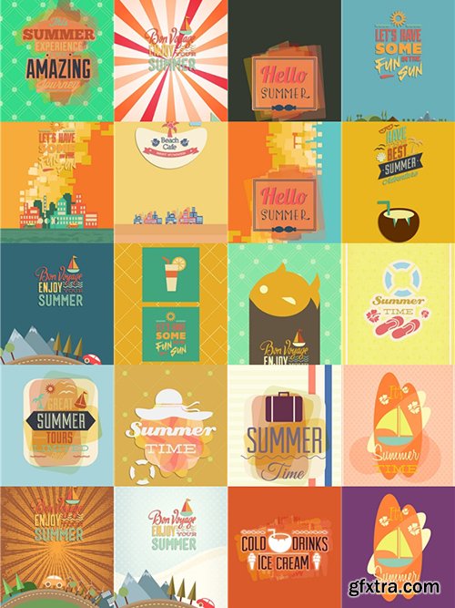 Summer Illustrations Pack 102xEPS