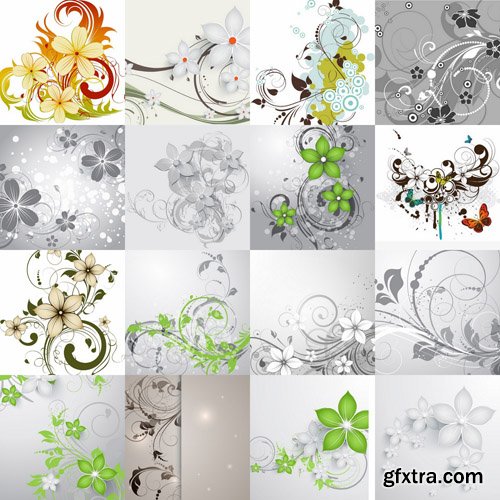 Abstract Flowers Background - 25 Vector