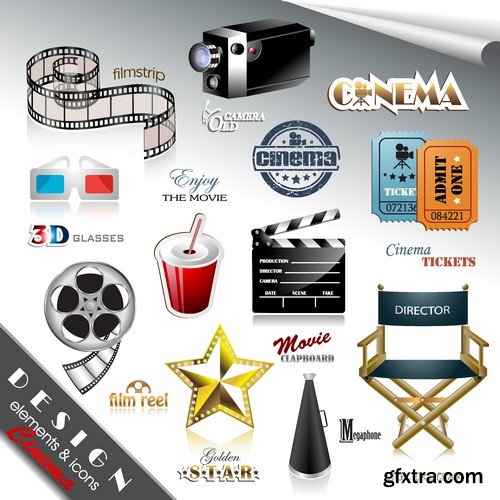 Stock Vectors - Cinema and Film 4, 25xEPS