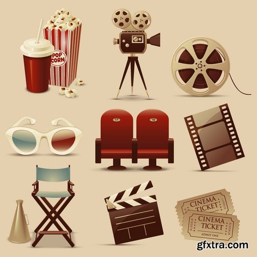 Stock Vectors - Cinema and Film 4, 25xEPS