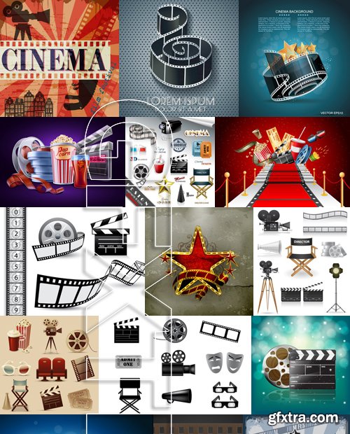 Stock Vectors - Cinema and Film 4, 25xEPS