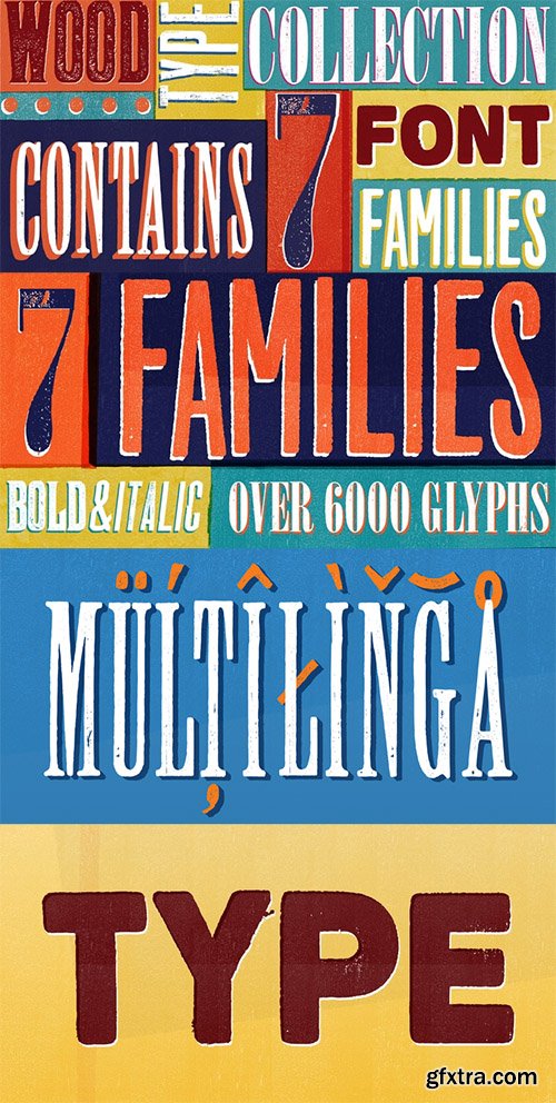 Wood Type Collection Font Family - 39 Font $390