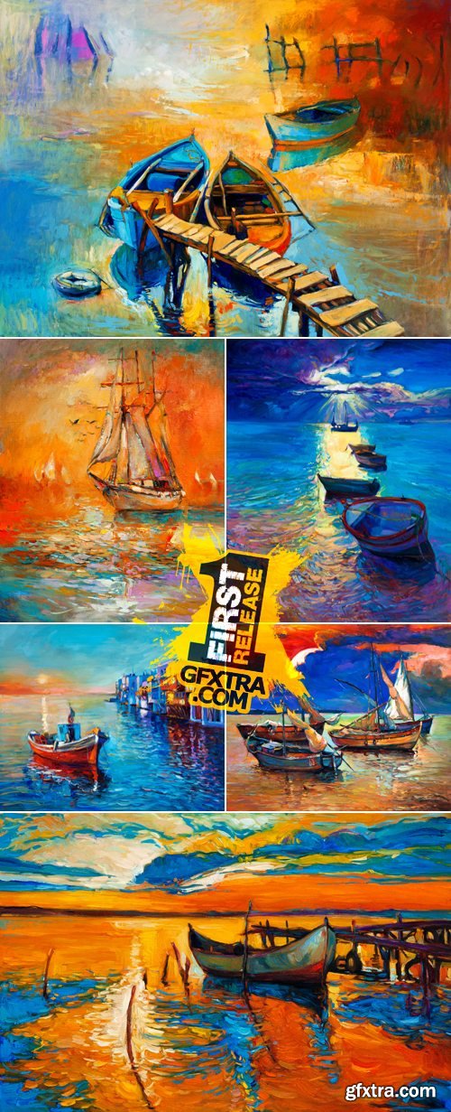 Stock Photo - Oil Painted Boats