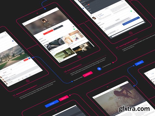 Wireframe App Tablet Screens Presentation Mockup