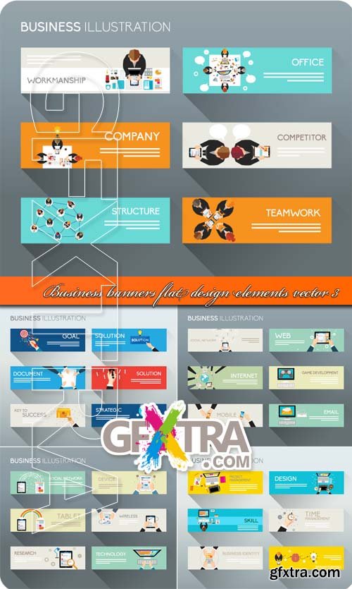 Business banners flat design elements vector 3