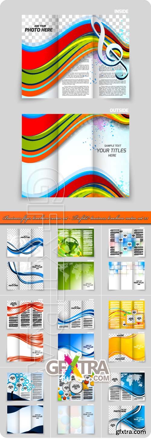 Business flyer brochure vector set - Tri fold business brochure vector set 35