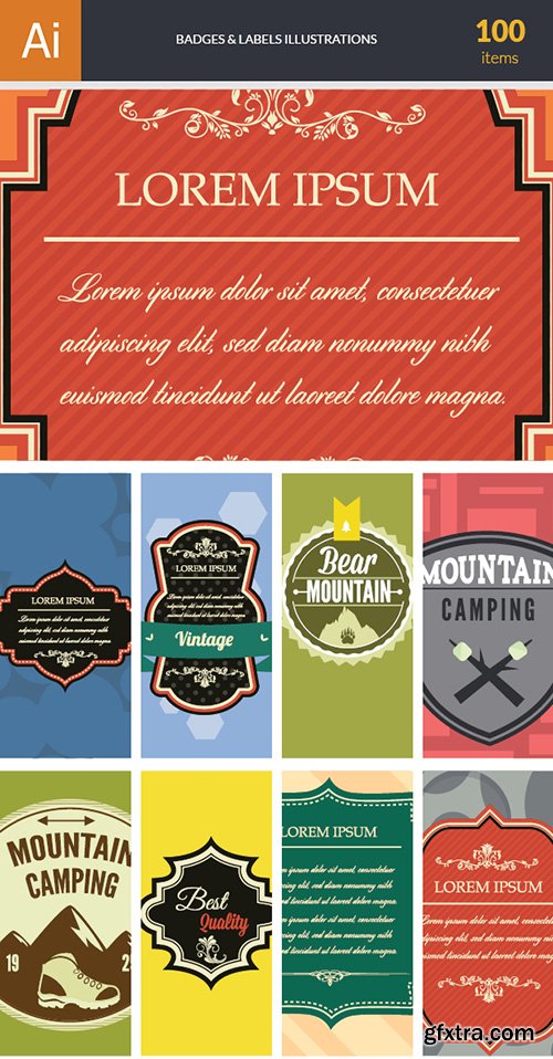 Badge and Labels Vector Bundle 100xEPS