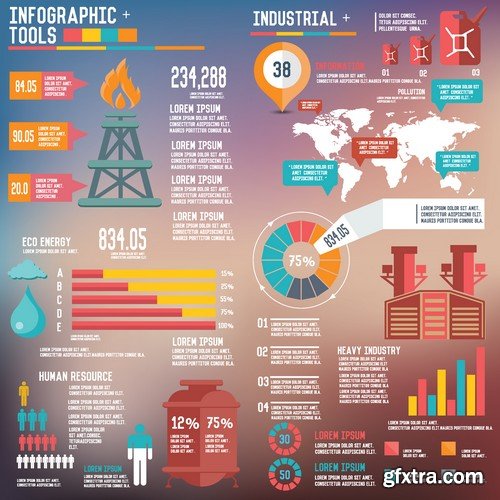 Stock Vectors - Indystrial, Industry 2, 25xEPS