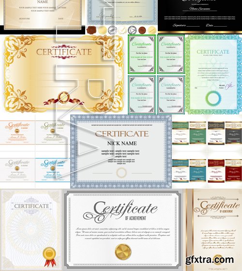 Stock Vectors - Certificate Template 4, 25xEPS