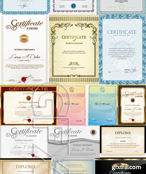 Stock Vectors - Certificate Template 4, 25xEPS